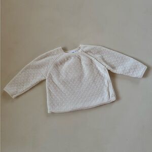 Zara Baby Pointelle Knit Sweater | 6–9 Months | Ivory / Soft White